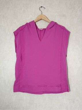 Pilcro Women’s Sleeveless Hoodie Sweatshirt V-Neck in Pink S